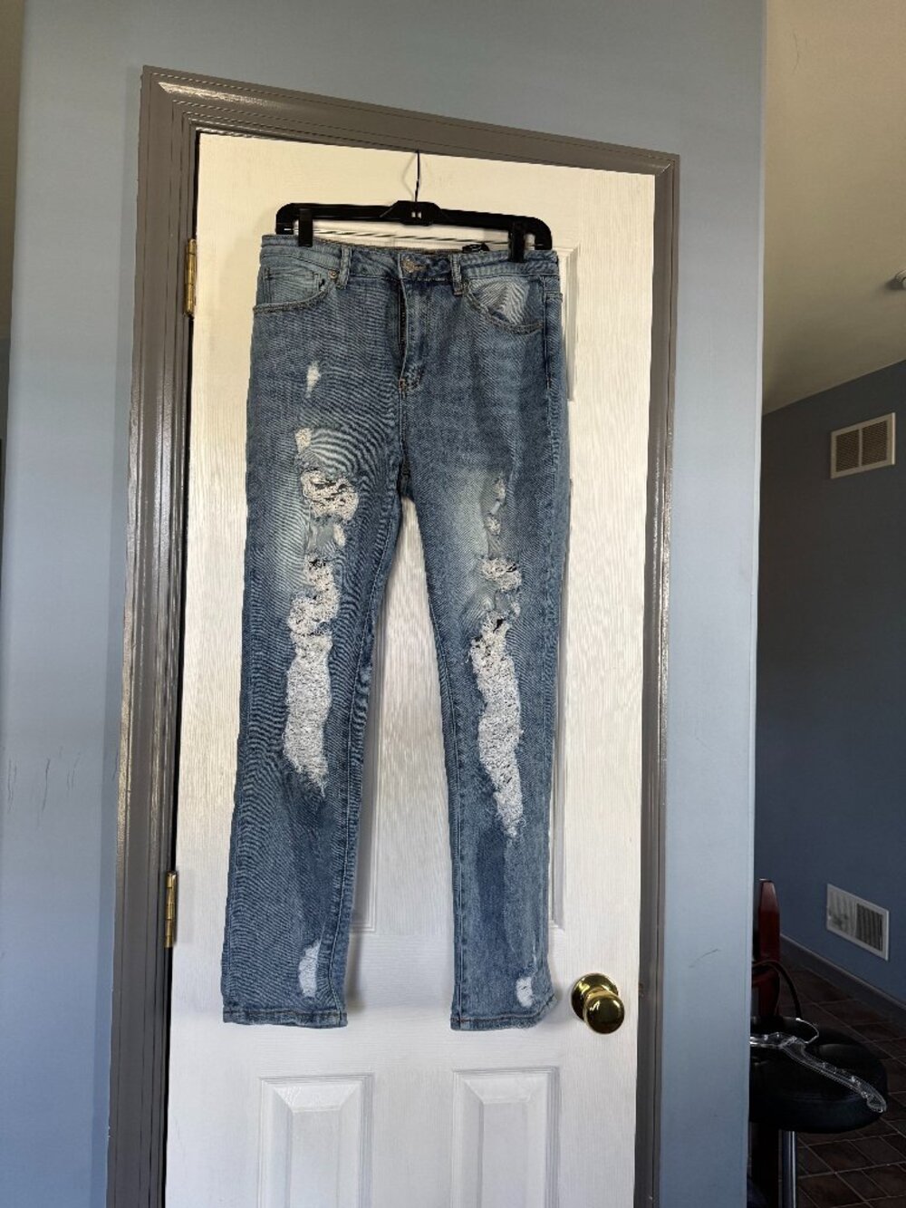 Risen Size 9/29 Denim 5 Pocket Destroyed Jeans Straight Leg RDP1290 VGUC